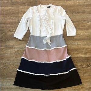 Noni Teen Color Block Ruffle Dress Women's Size Large Made in Canada